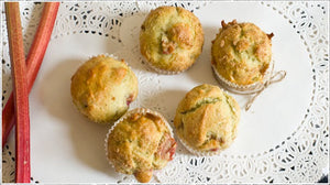 matcha, banana & rhubarb muffins