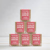 pyramid of cold brew pink grapefruit tea boxes