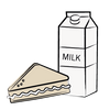 Milk and a sandwich