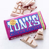 Tony's chocolonely white raspberry popping candy chocolate bar